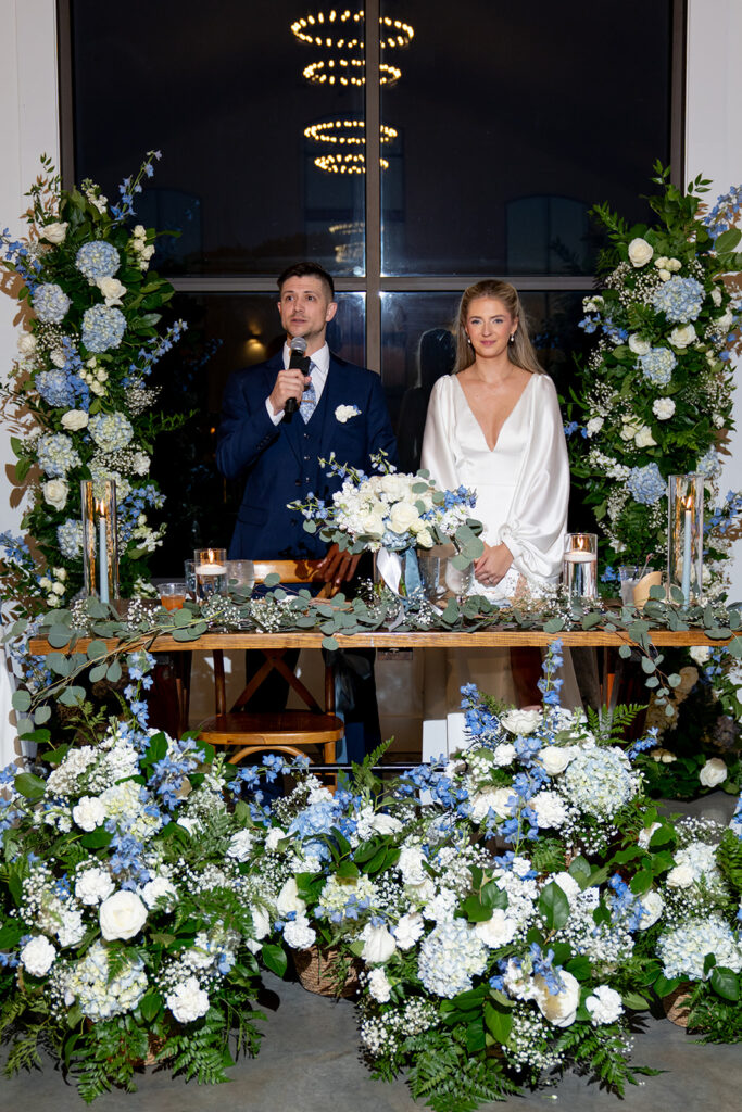 newlyweds at their wedding reception