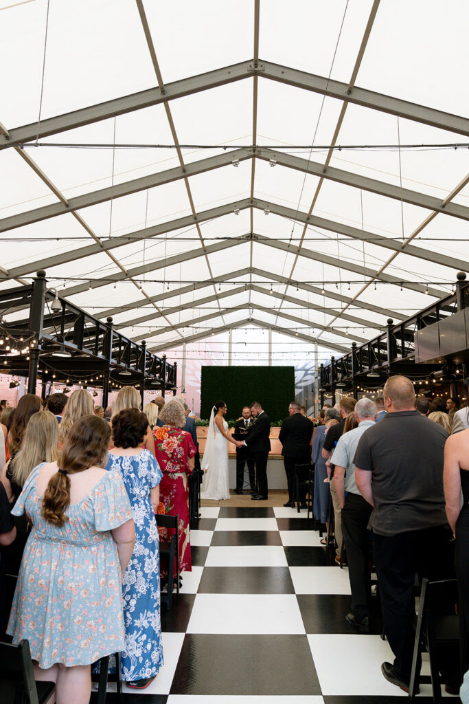 bride and groom at their intimate wedding ceremony