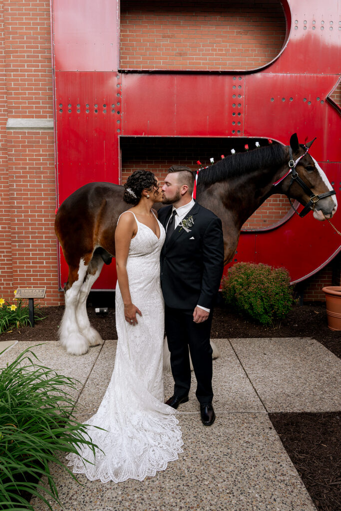 cute picture of the newlyweds kissing