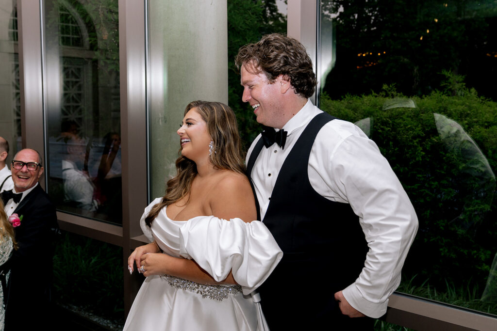 cute picture of the newlyweds at their reception party in st. louis