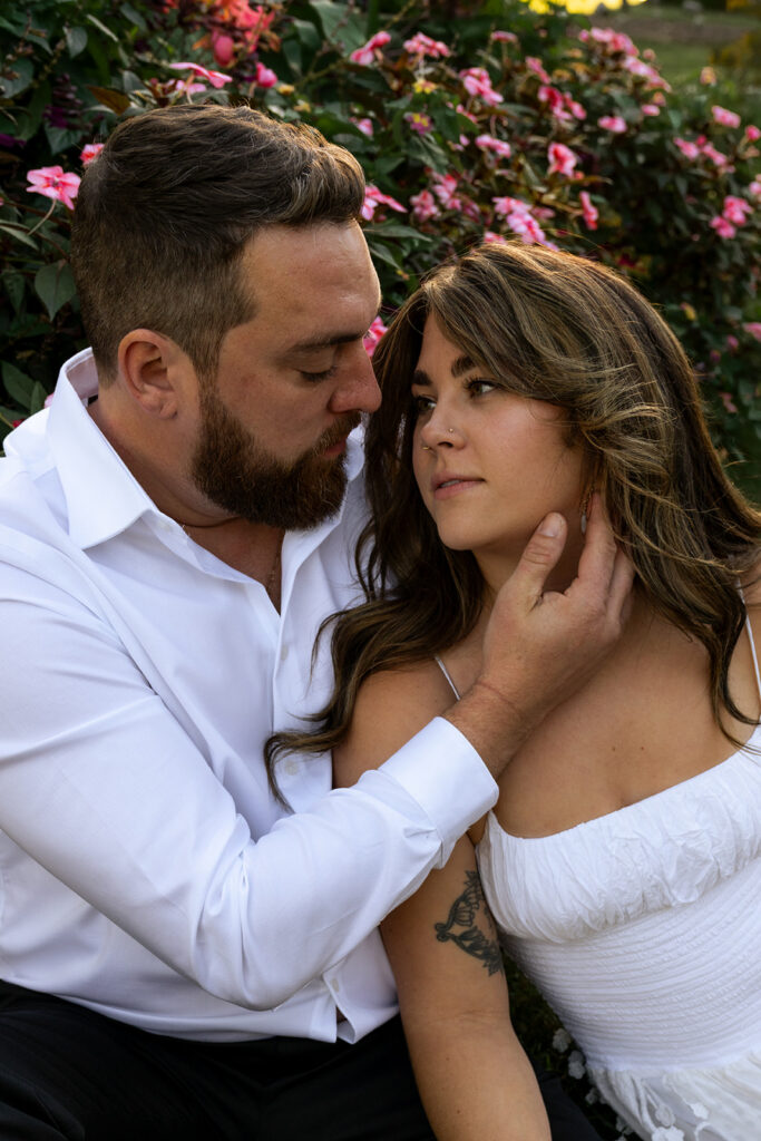 fiance kissing his fiance on the cheek