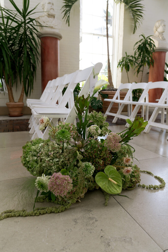 Stunning florals at the wedding ceremony