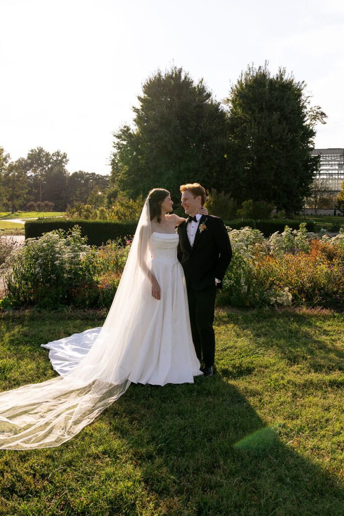 golden hour bridal portraits in st. louis