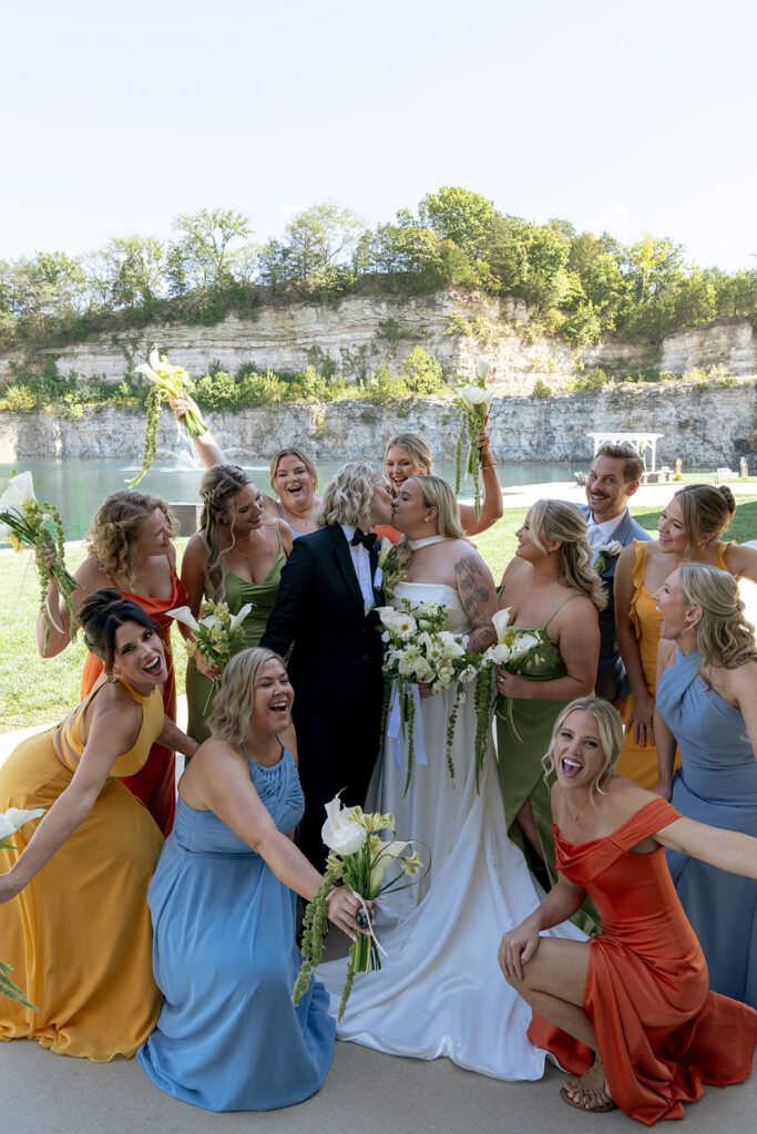 cute picture of the couple with their bridal parties