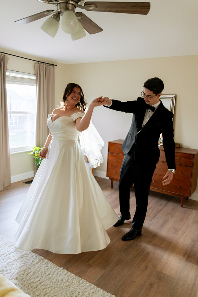 Bride and groom at the first look
