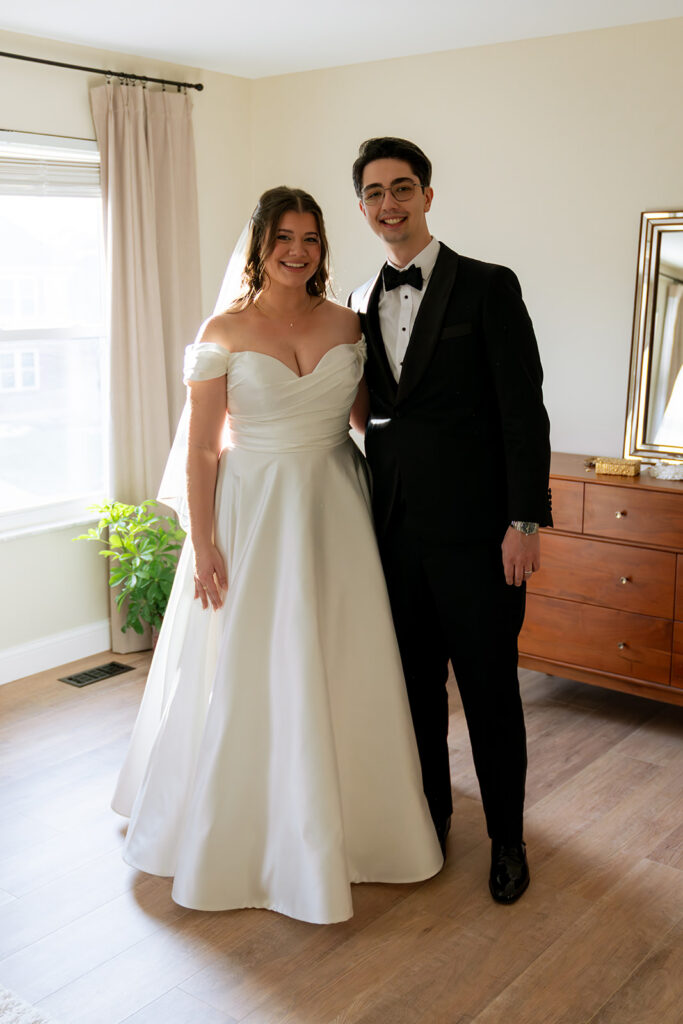 Cute picture of the bride and groom before their ceremony