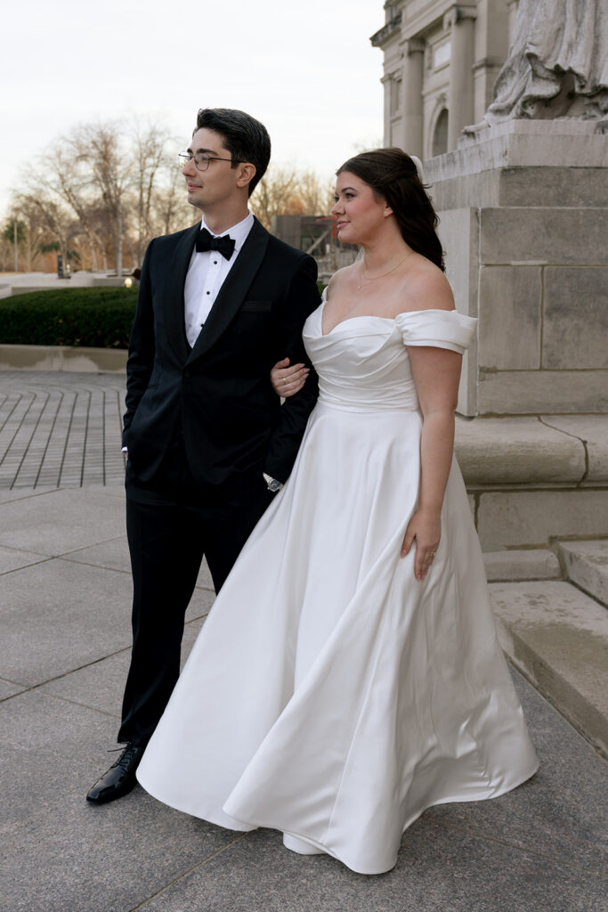 cute picture of the bride and groom hugging