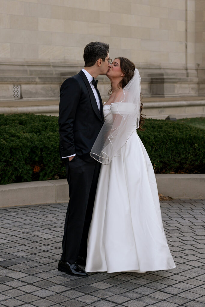 picture of the newlyweds kissing