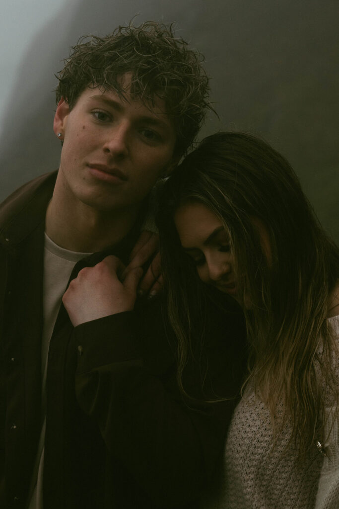 couple hugging during their adventurous photoshoot