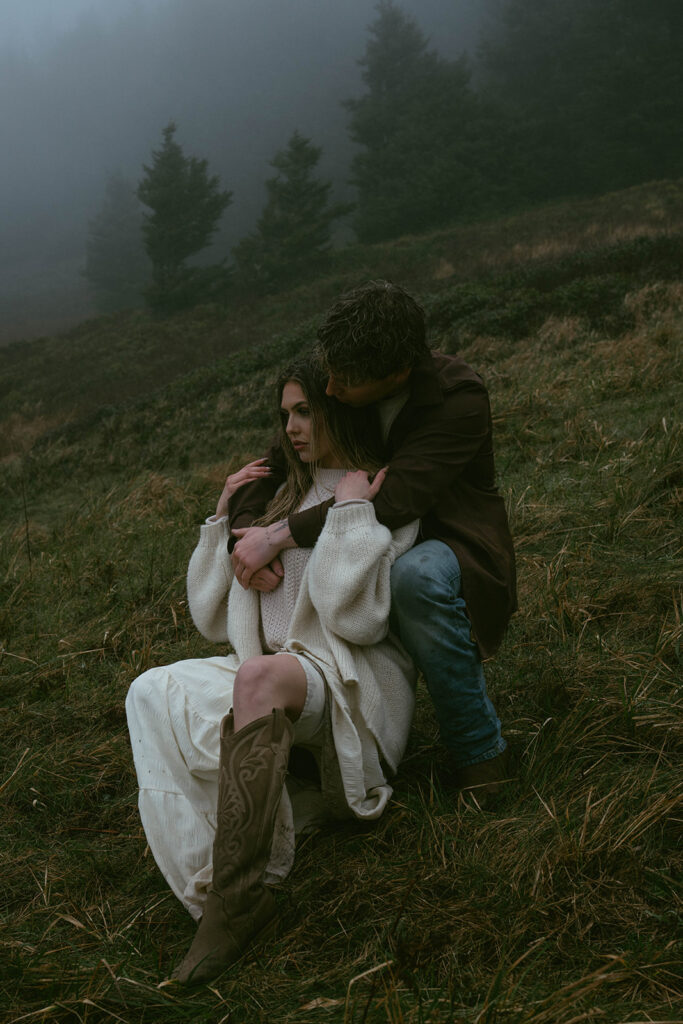 fiance kissing his fiance on the cheek
