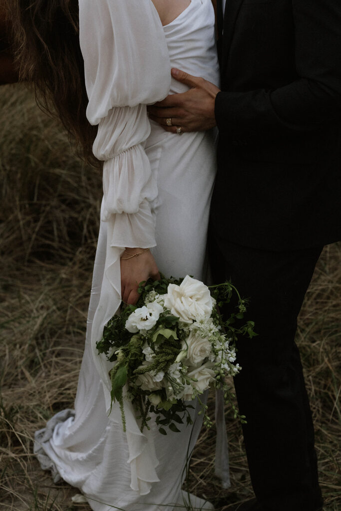 stunning closeup shot of the elopement bouquet