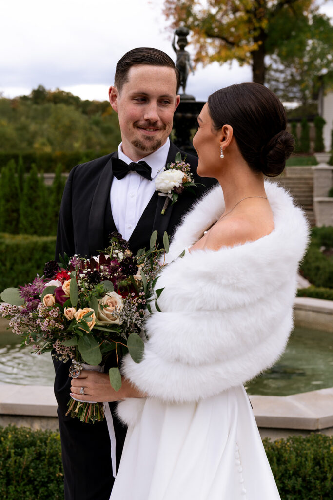 bride and groom hugging during their portraits