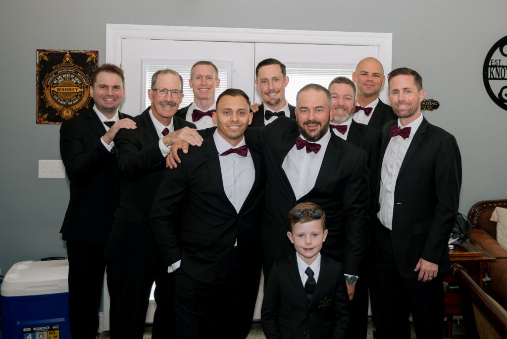 groom and his friends getting ready for the big day