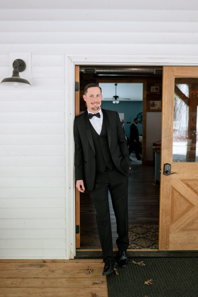 groom before his first look with the bride