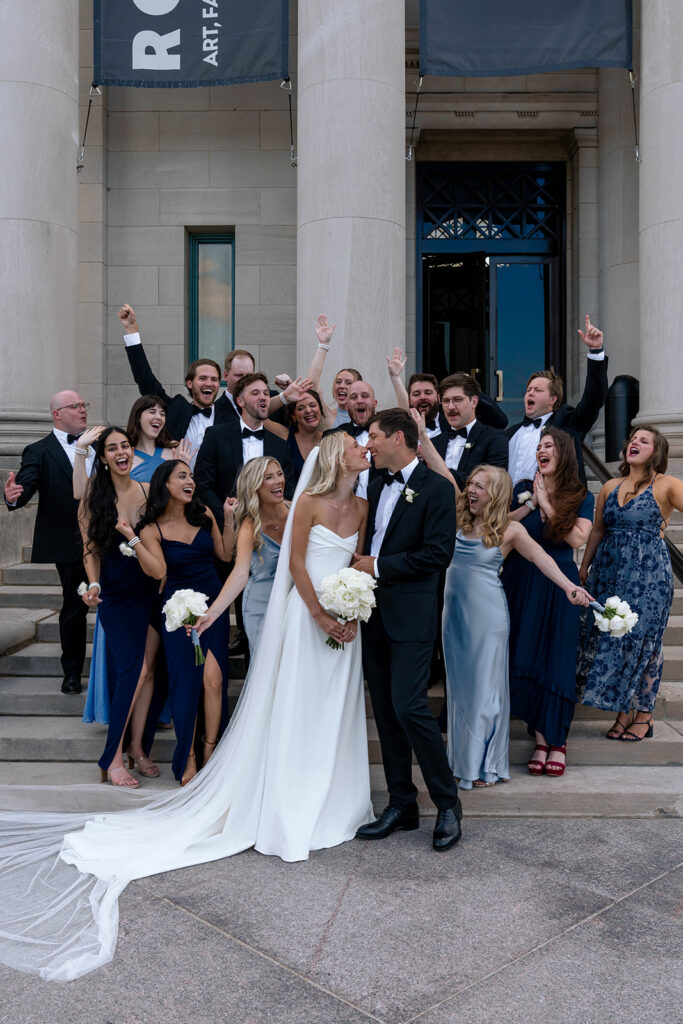 picture of the bride and groom with their friends