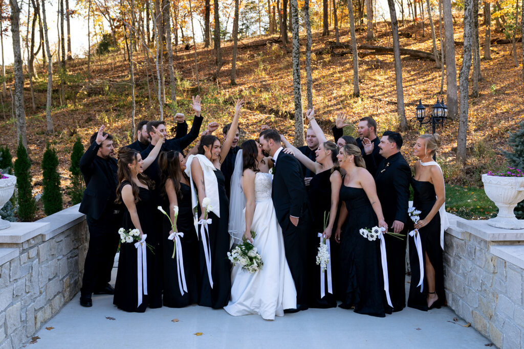 cute picture of the bride and groom with their friends