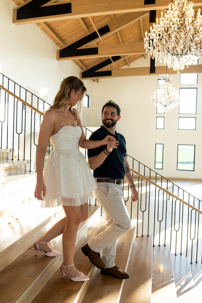 portrait of the newly engaged couple at their dream photoshoot