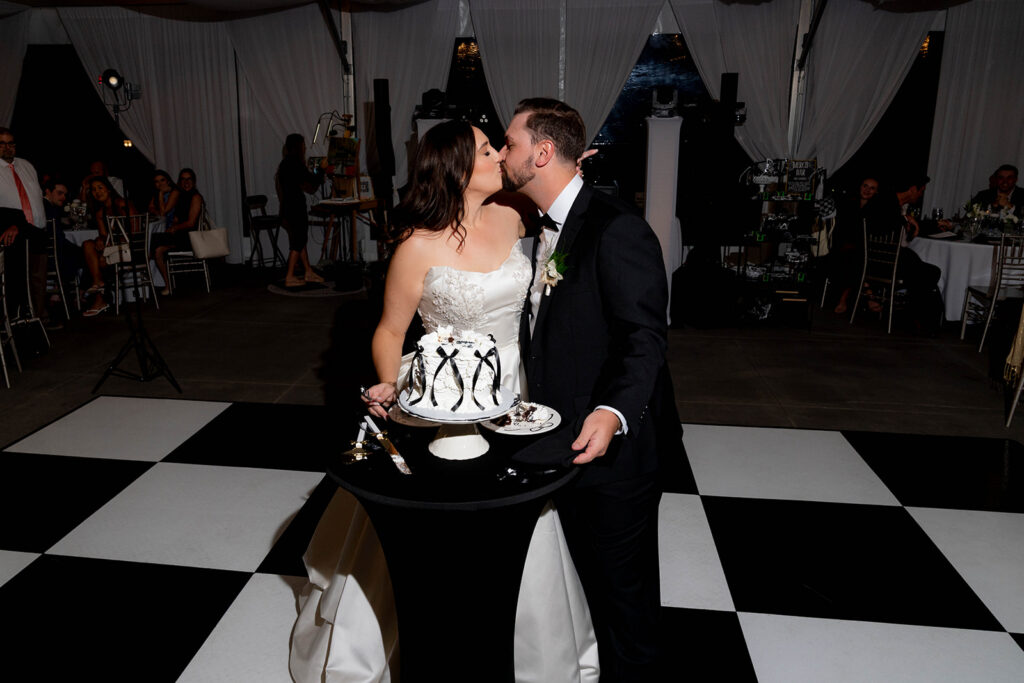 cute portrait of the newlyweds kissing