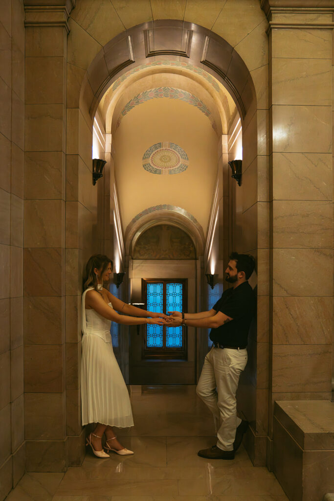 Romantic Central Library Engagement Photos in St. Louis