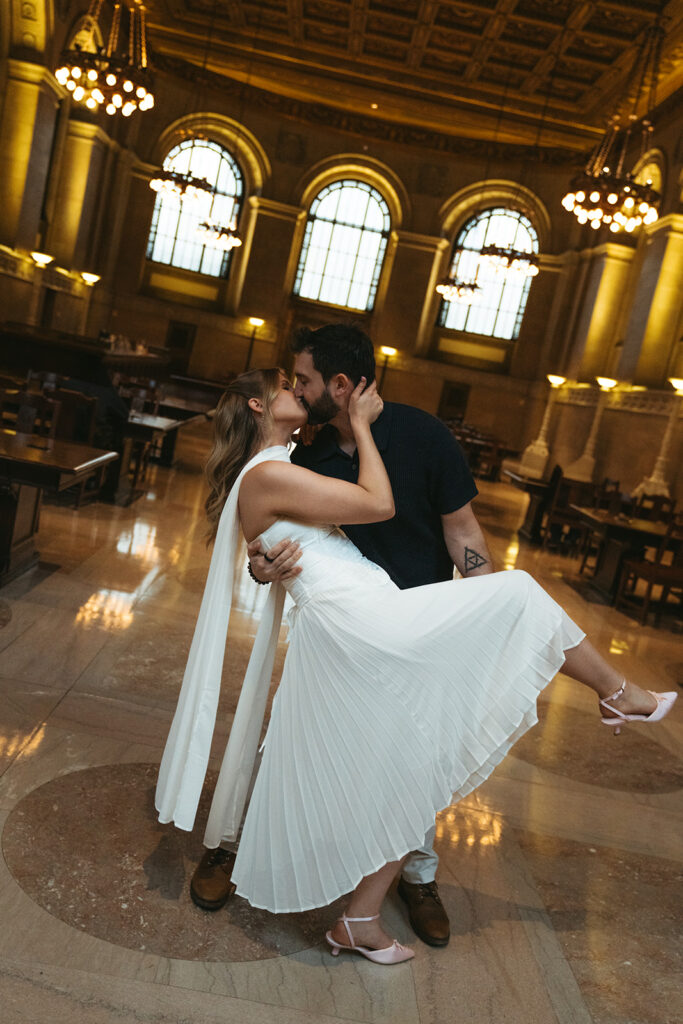Romantic Central Library Engagement Photos in St. Louis
