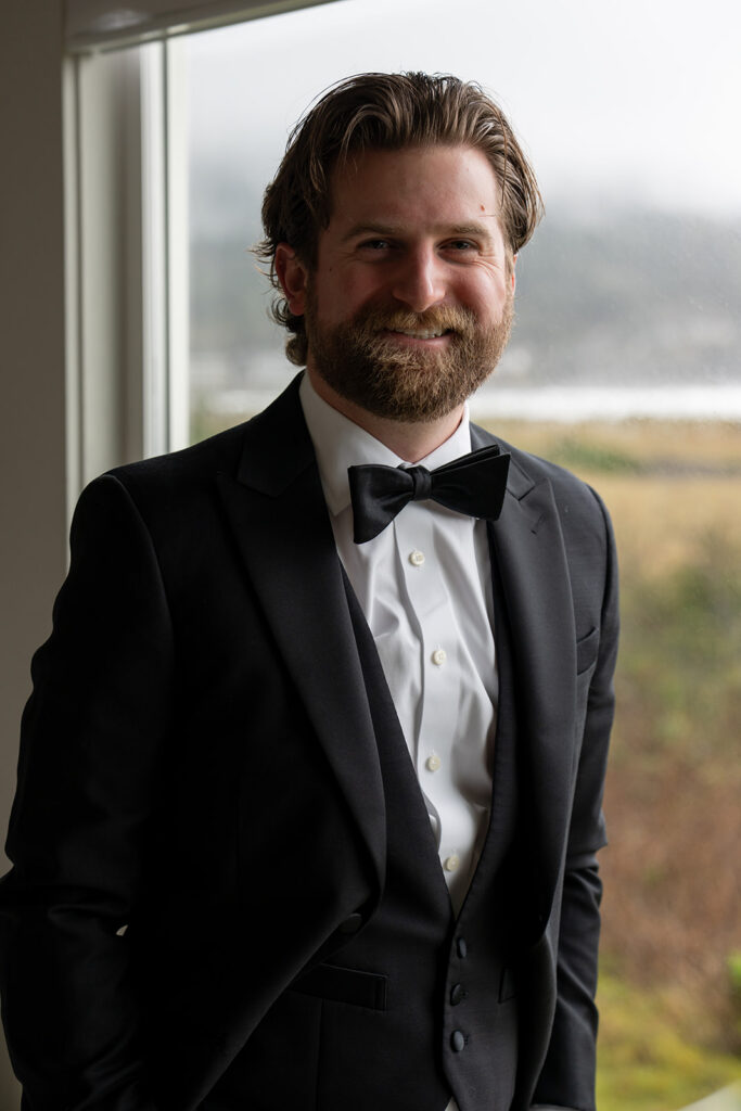 Picture of the groom before the first look with the bride