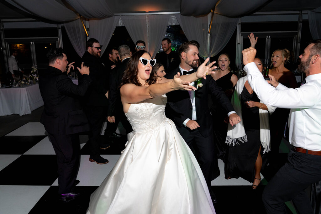 guests having the best time at the wedding reception party