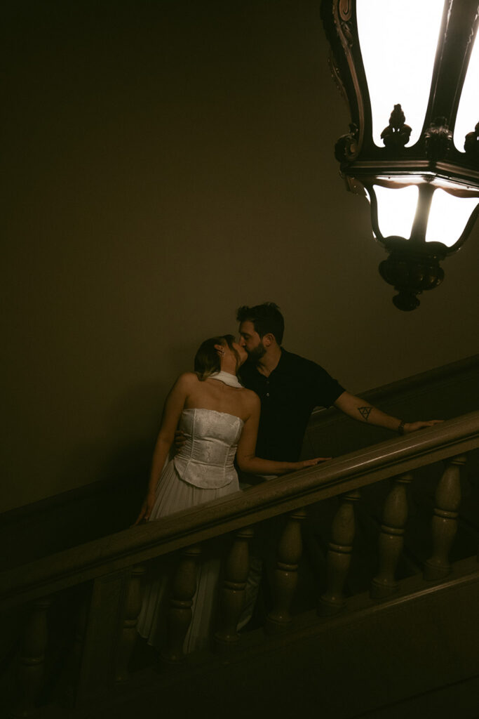 couple kissing during their photoshoot