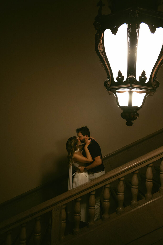 couple kissing during their photoshoot