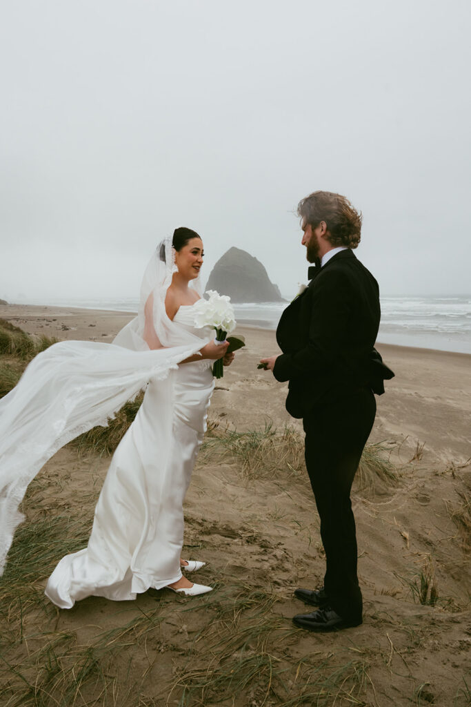 bride and groom at their intimate wedding ceremony