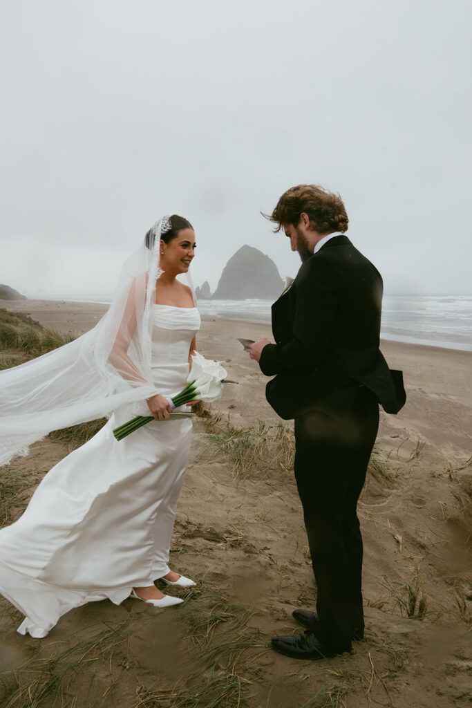 Editorial Cannon Beach Oregon Elopement With Stormy Coastal Vibes