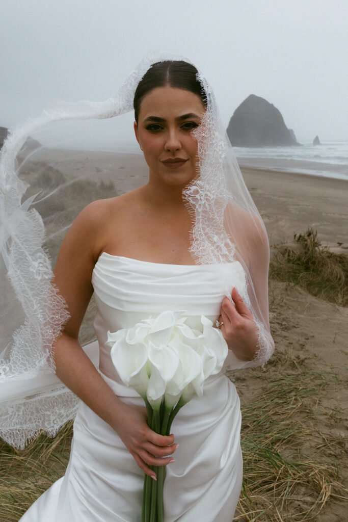 Editorial Cannon Beach Oregon Elopement With Stormy Coastal Vibes