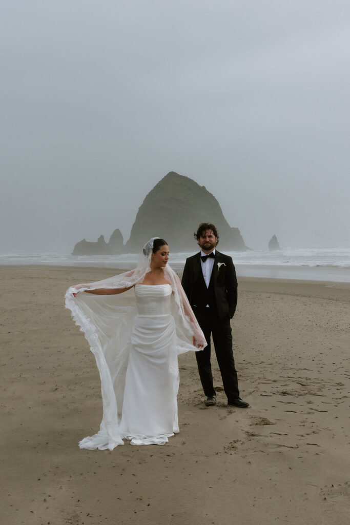 Editorial Cannon Beach Oregon Elopement With Stormy Coastal Vibes