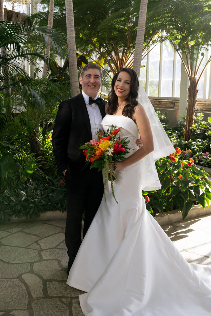cute picture of the newlyweds laughing with each other