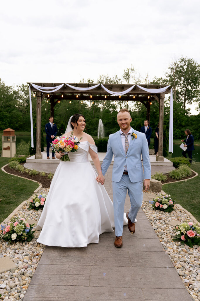 beautiful picture of the newlyweds after their ceremony