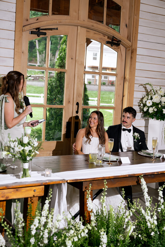 newlyweds emotional during their wedding speeches