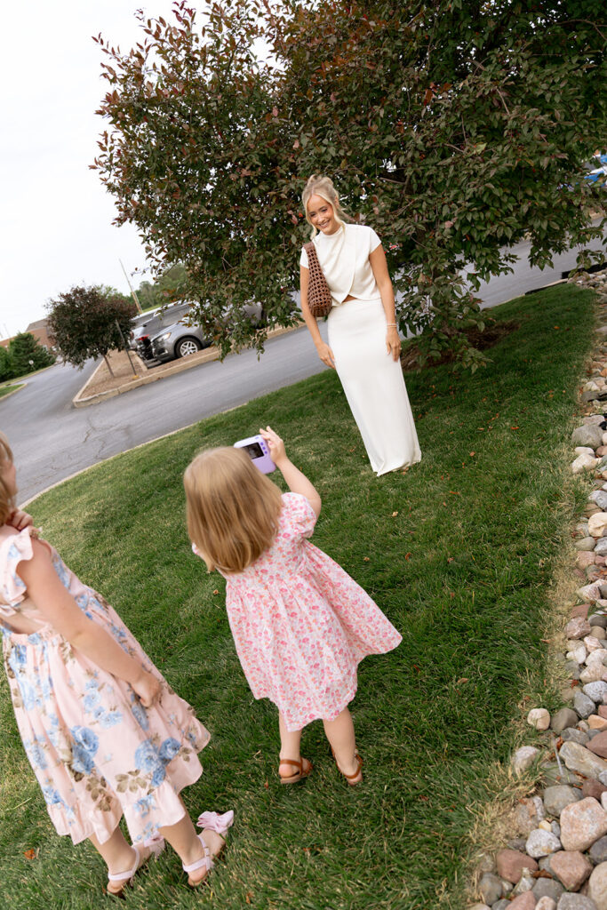 cute picture of the bride at her rehearsal wedding