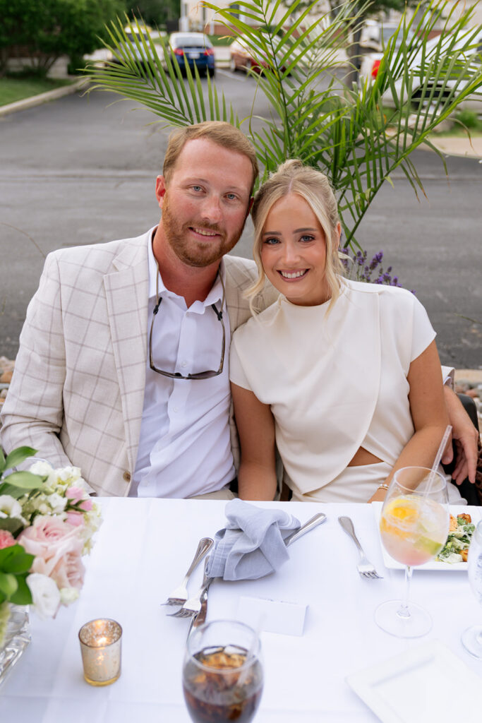 cute picture of the bride and groom at the rehearsal dinner