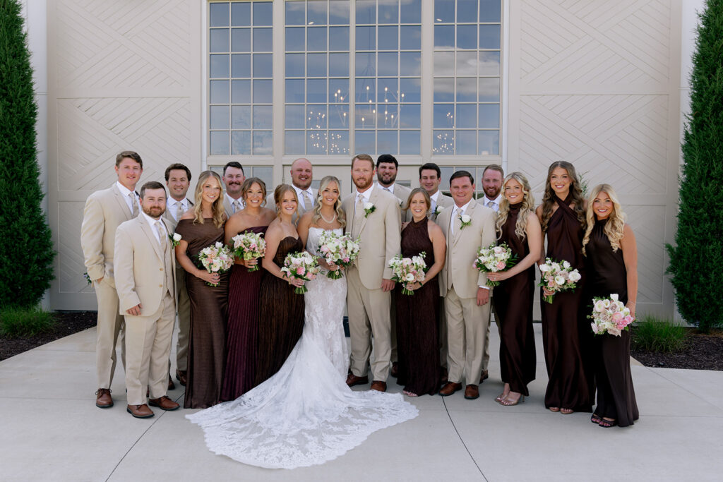 picture of the bride and groom with their friends
