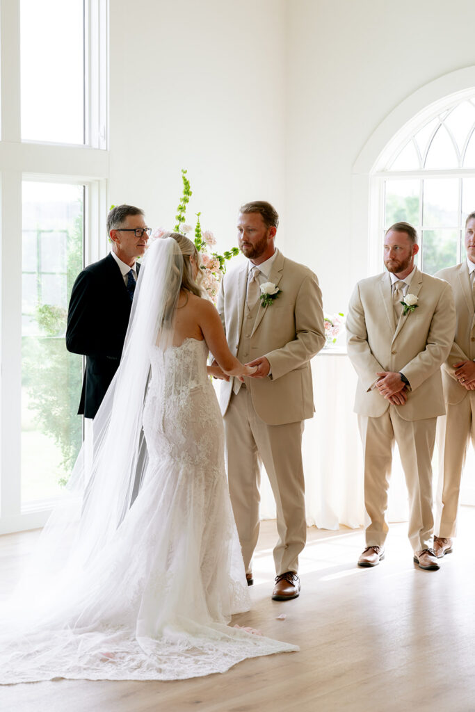 bride and groom emotional during their wedding ceremony